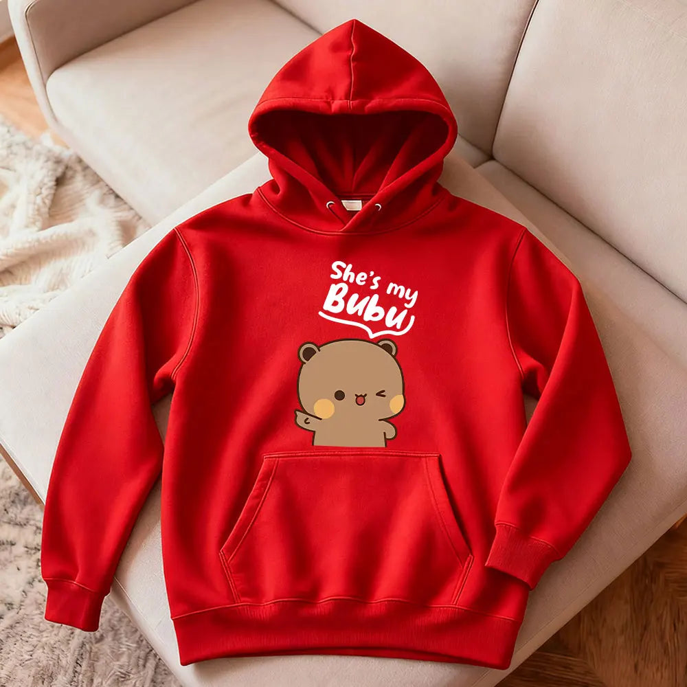 Bubu Dudu Bear Couple Hoodies Matching His and Hers Outfit Casual Cute Couple Outfits Fall Winter Men Women Daily Life Apparel - Matrix Studios
