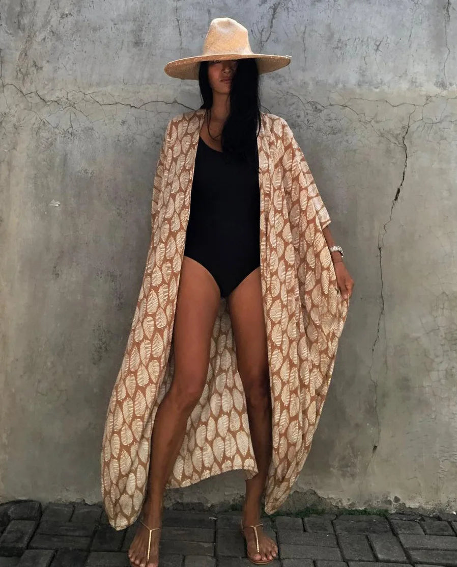 Beach Dress Tunic Cover up Embroidery Kaftan Saida de Praia Women Bikini Cover-up Pareo Sarong Beachwear - Matrix Studios