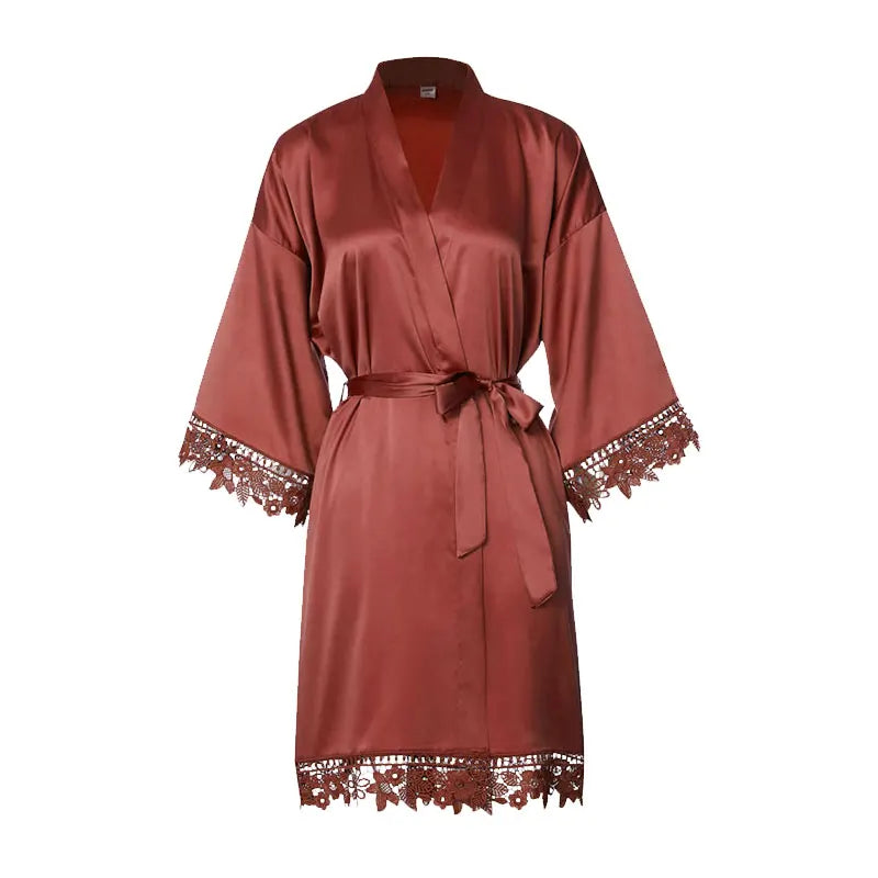Customized Summer Lace Sleepwear Bride&Bridemaid Wedding Robe Personalized Gown Champagne Kimono Silk Bathrobe Satin Night Dress - Matrix-studios.com