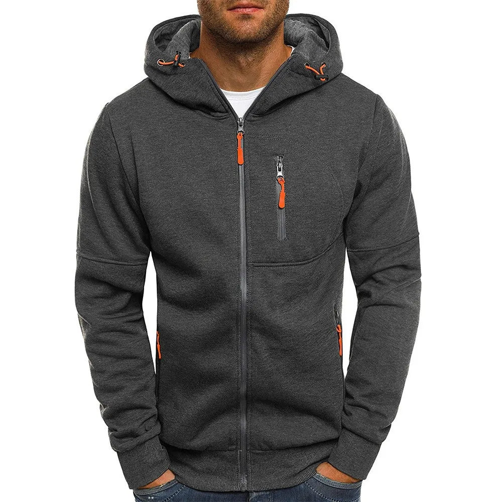Men's Sweater Cardigan Hooded Jacket Zipper Pocket Jacquard Jacket Sports Fitness Outdoor Leisure Running Solid Color Sportswear - Matrix Studios