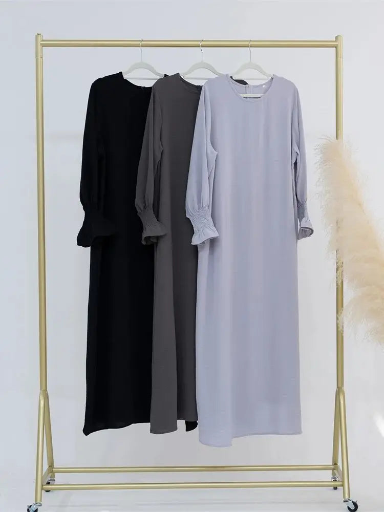 Eid Jersey Solid Modest Under Abaya Dubai 2024 Palestine Women Islamic Clothing Muslim Kaftan Inner Dresses Robe Femme Musulmane - Matrix-studios.com