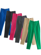 Willshela Women Fashion Straight Pants High Waist Front Zipper Trousers Vintage Full Length Female Chic Lady - Matrix-studios.com