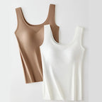 M-2XL Ice Silk Seamless One-piece Bottoming Tank Tops with Chest Pads Women Inner Outerwear Wide Shoulder Sleeveless Tops - Matrix-studios.com