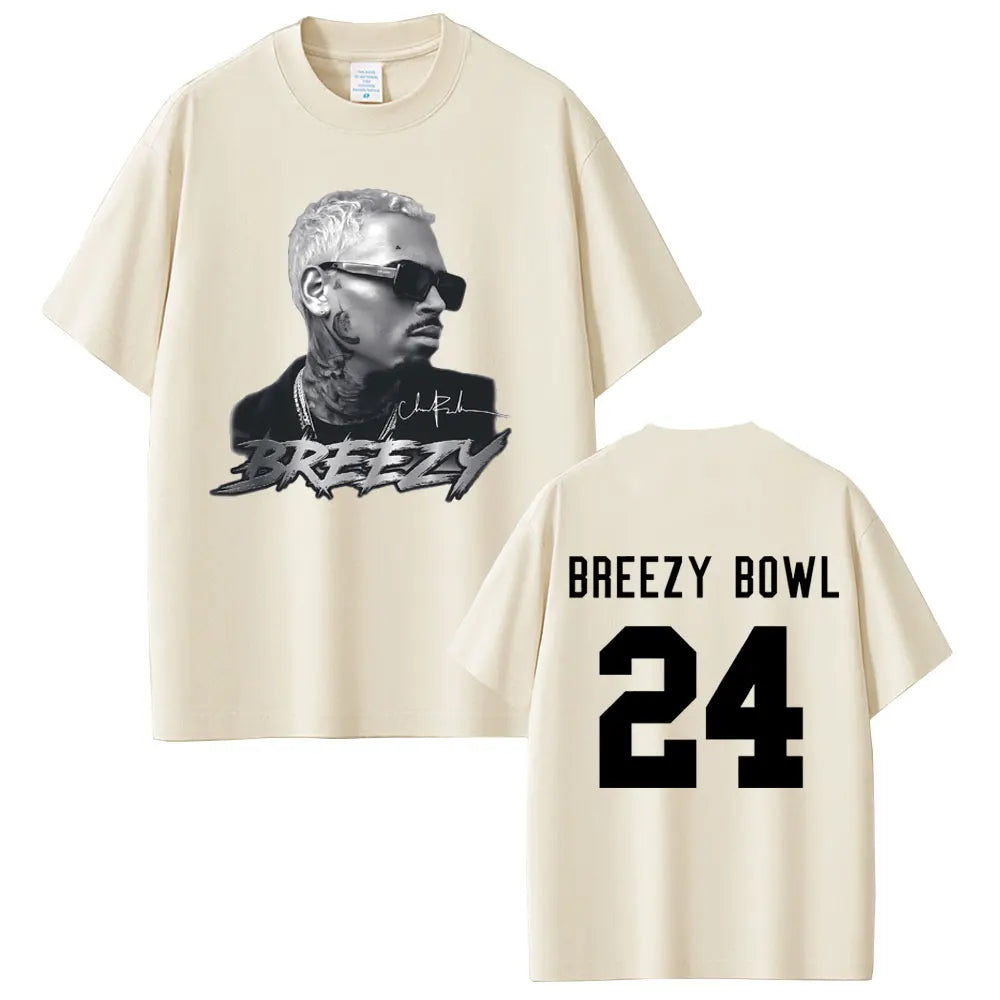 Rapper Chris Brown Breezy Bowl XX Tour 2025 T-shirt Men Women Hip Hop Fashion Pop Music  T Shirts Casual Cotton Vintage T-shirts