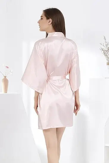 RB032 2018 New Silk Kimono Robe Bathrobe Women Silk Bridesmaid Robes Sexy Navy Blue Robes Satin Robe Ladies Dressing Gowns - Matrix-studios.com