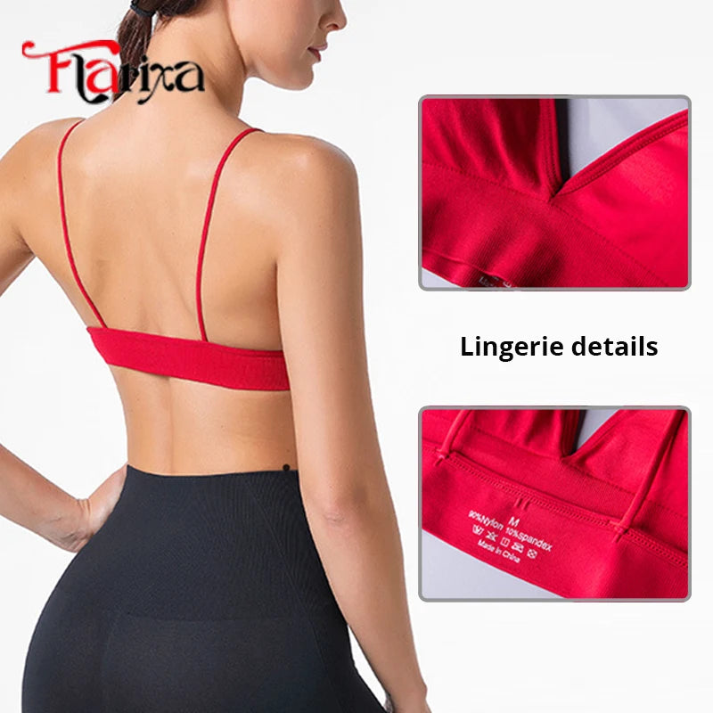 Flarixa Triangle Cup Deep V Neck Bralettes Camisole Bra for Woman Yoga Top Corset With Push Up Effect Soft Underwear Lingerie - Matrix Studios