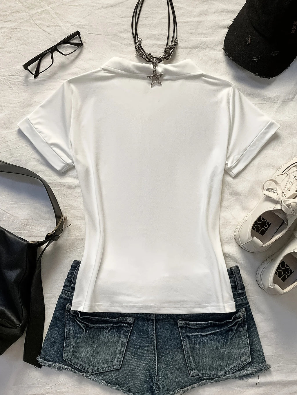 Summer Women  Stallion Print Polo T Shirt Slim Fit Short Sleeve Y2K Casual Streetwear Crop Top - Matrix-studios.com