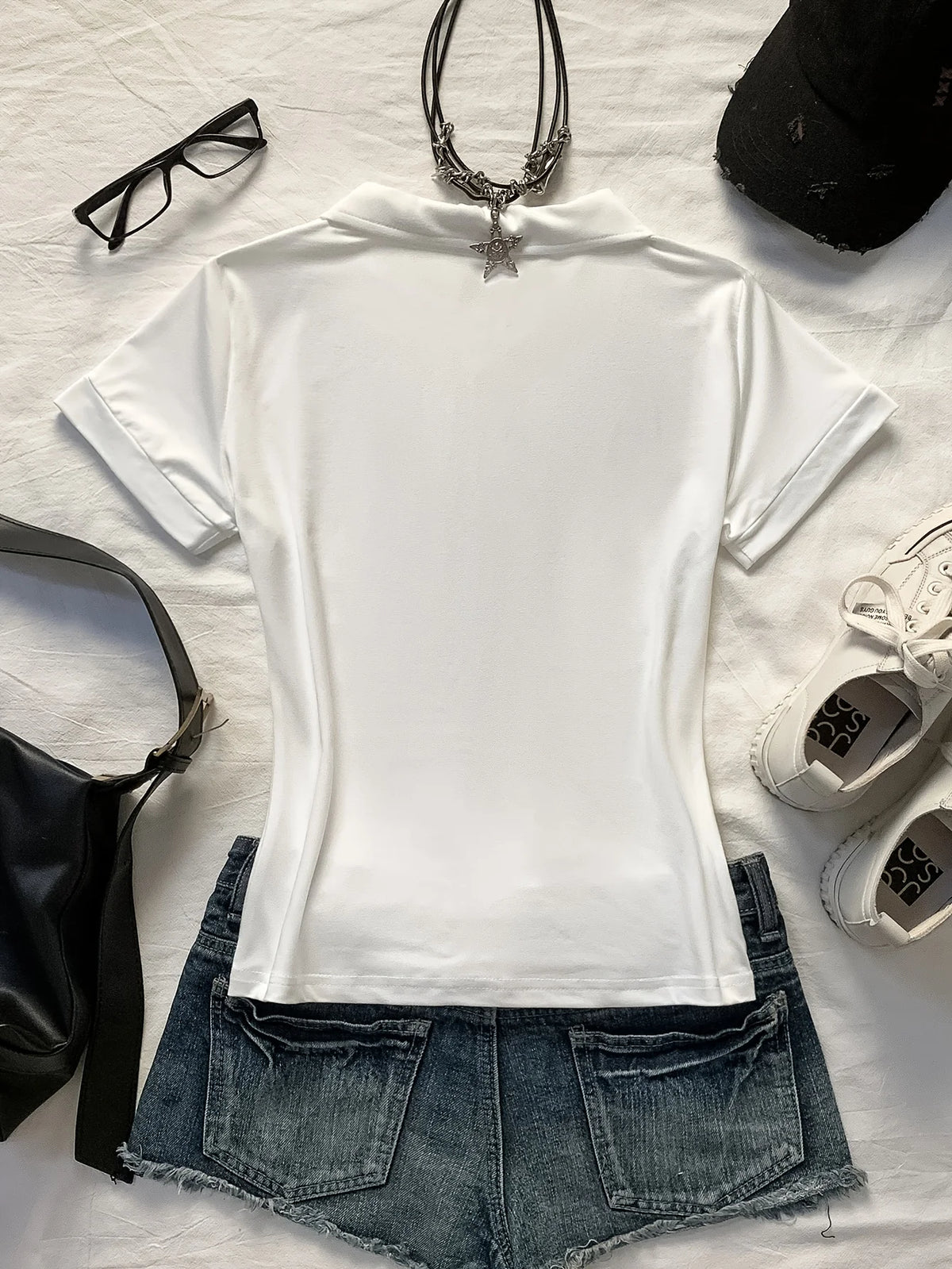 Summer Women  Stallion Print Polo T Shirt Slim Fit Short Sleeve Y2K Casual Streetwear Crop Top - Matrix-studios.com