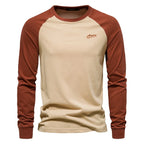 AIOPESON Men's T-shirts 100% Cotton Long Sleeve O-neck Pactwork Casual T Shirts for Men New Spring Designer Tees Men Clothing - Matrix Studios