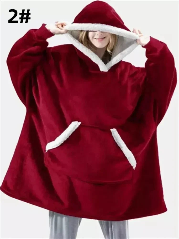 Winter Hoodies Sweatshirt Women Men Pullover Fleece Giant TV Oversized Blanket with Long Flannel Sleeves - Matrix Studios