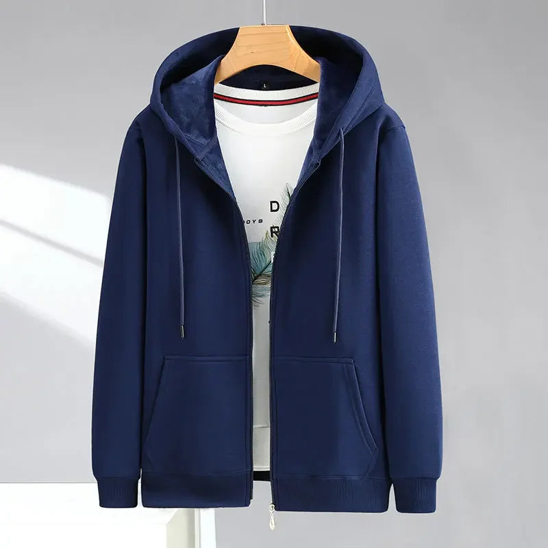 Big Size Hoodie Men Hood Long Sleeve Sweatshirt Male Zip-up Loose Cotton Fleece-lined Casual Top Zipper Large Fat Plus 10XL 12XL - Matrix Studios
