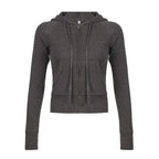 Casual Streetwear Basic Hooded Pockets Sweatshirt Tracksuit Solid Long Sleeve Hoodies Women 2024 Autumn Spring Fashion - Matrix Studios
