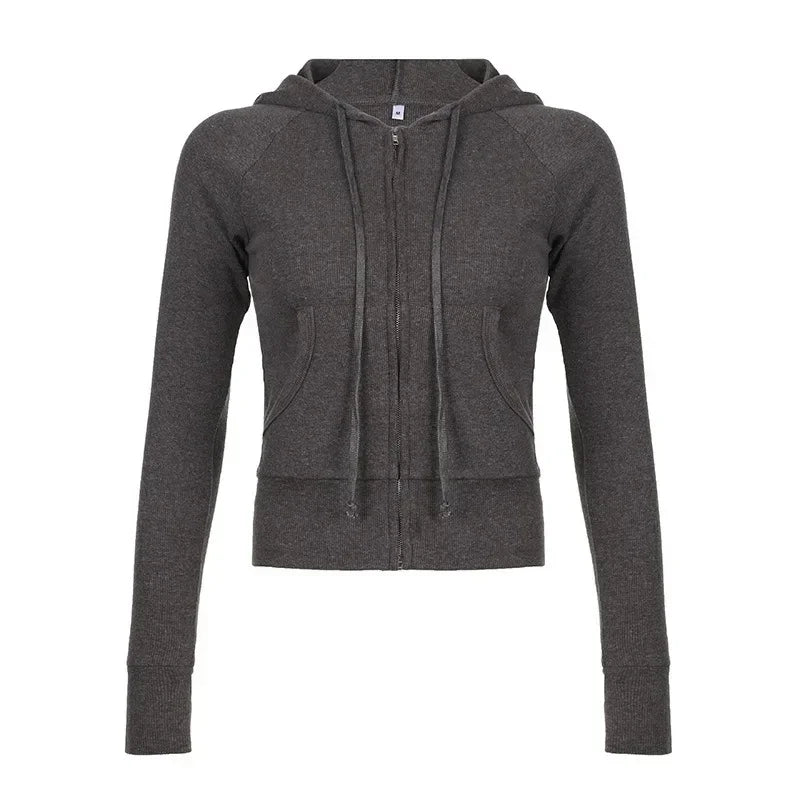 Casual Streetwear Basic Hooded Pockets Sweatshirt Tracksuit Solid Long Sleeve Hoodies Women 2024 Autumn Spring Fashion - Matrix Studios