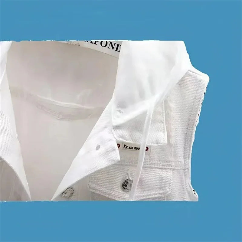 2025 Female Hooded Large Size 5XL Jeans Vest Jacket Spring Summer Women New Denim Sleeveless Coat Korean Lady Cowboy Waistcoat - Matrix Studios