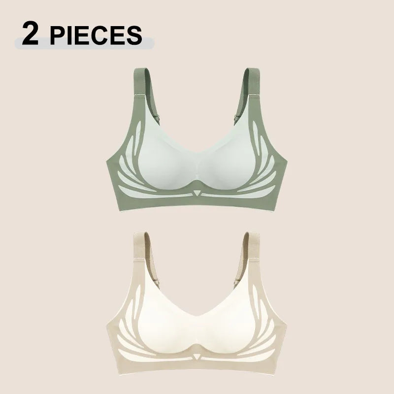 1/2Pcs/Set Women Push Up Bras Seamless Comfortable Angel Wings Bras Set Trendy Soft Breathable Underwear Female No Wire Lingerie - Matrix Studios