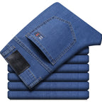 Summer New Elastic Men's Jeans Fashion Comfortable Business Straight Stretch Cotton Casual Denim Pants Brand Male Thin Trousers - Matrix Studios