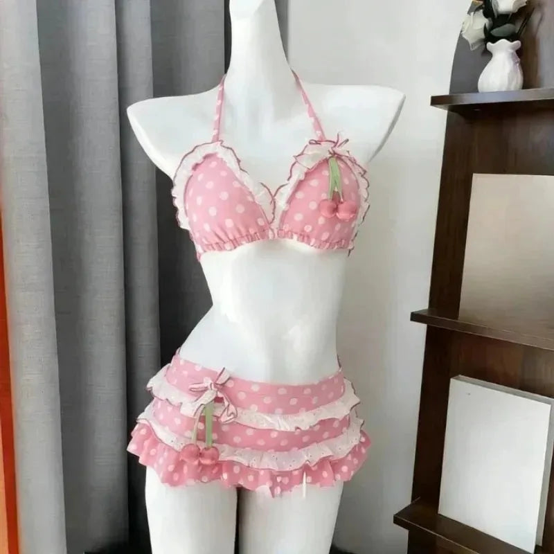 Women Beach Style Bikini Swimwears 2-Piece Tankini Suits Halter V-Neck Tie Cami Top Bodycon Contrast Waistband Swim Beachwear - Matrix-studios.com