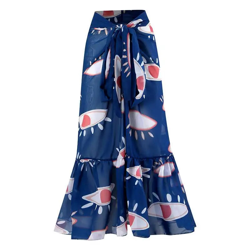2026 New Sexy Print Retro Swimwear Beach Dress Cover Up Long Skirts Skirt Party Outfits Swimsuit Beachwear - Matrix Studios