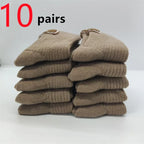 5/10 Pairs Socks Women Luxury Designer Cashmere Wool Sock Solid Warm Thick Pile Embroidered Logo Mid-Calf female Snow Boot Socks - Matrix Studios