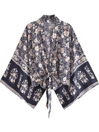 Boho Queens Kimono Cardigan Floral Short Robe Swimsuits Women Fashion Batwing Sleeves Rayon Bohemian Bikini Cover Ups Beachwear - Matrix Studios
