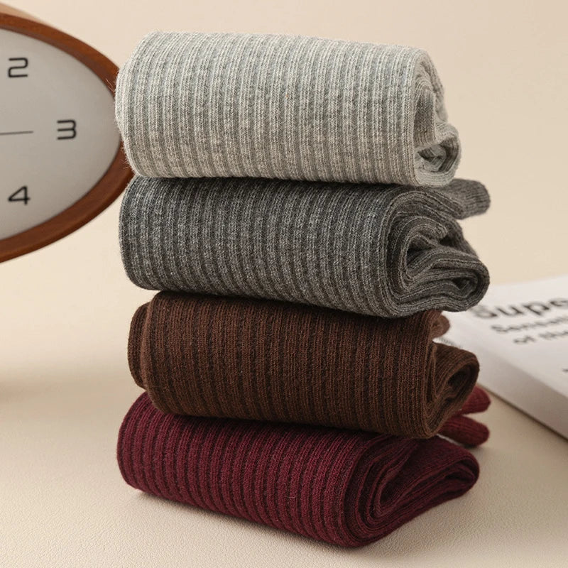 1pair Women's Ankola Red Socks Autumn Winter Knitting Solid Color Japanese Middle Tube Stockings Middle Tube Socks - Matrix Studios
