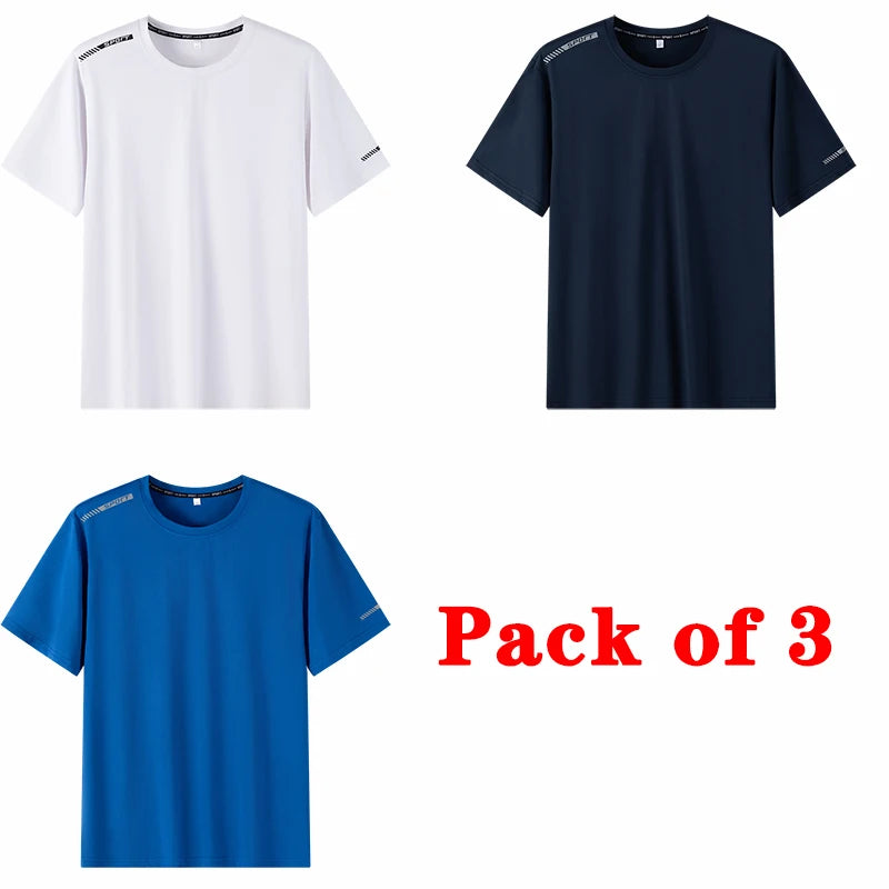 Plus Size T-shirt Men for 110-175kg Pack of 1/3 Breathable Quick Dry Tees Big Oversized Round Neck Short Sleeve Sport T-shirt - Matrix Studios