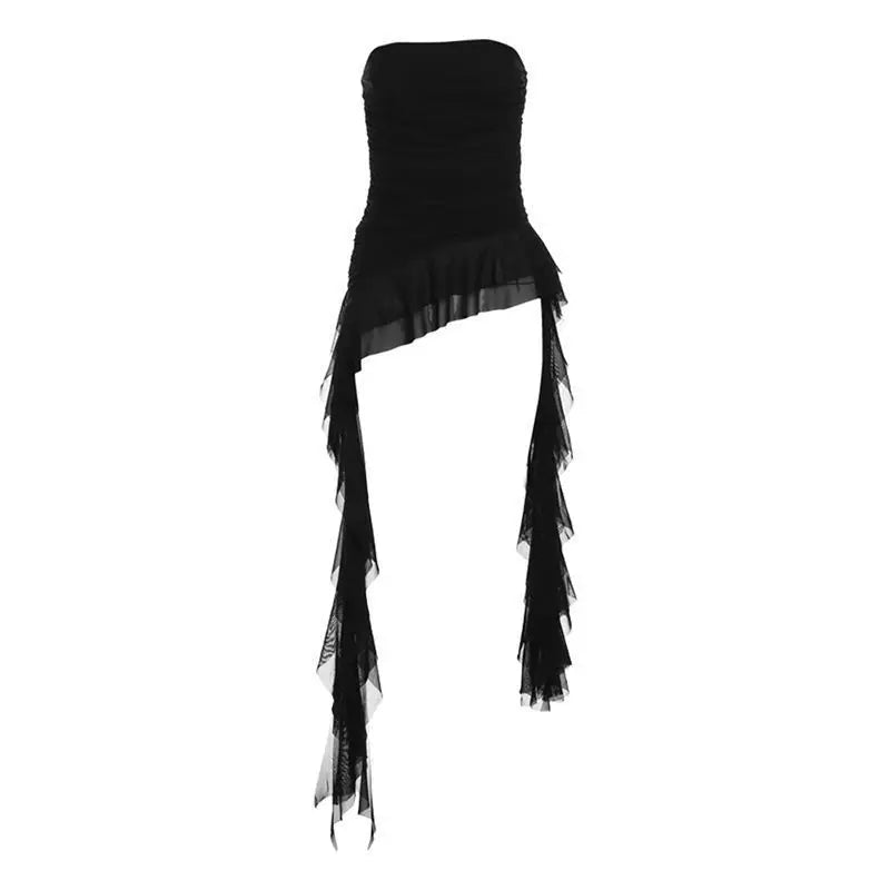 Sexy Off Shoulder New Tank Tops Fashion Women Spring Summer Sleeveless High Street Chest Warp Crop Top Casual Tassel Y2K Tees - Matrix-studios.com
