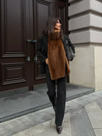 Chic Turtleneck Fur Vest Women All-matching Solid Sleeveless Fluffy Cozy Vests Female 2025 Autumn Winter Fashion Lady Layering - Matrix Studios