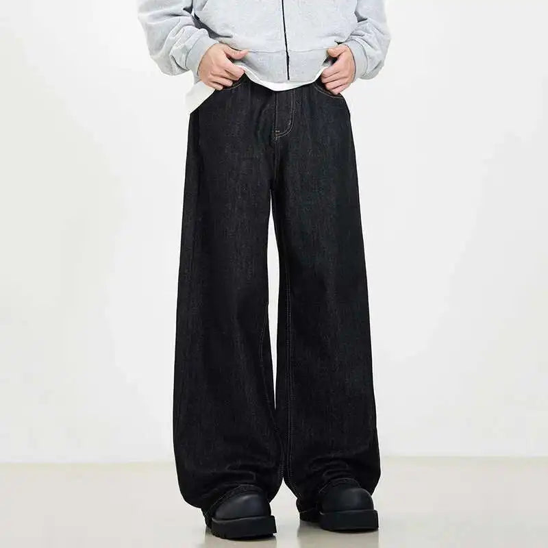 IEFB Simple Men's Denim Pants Vintage Washing Wide Leg Loose Jeans Casual Straight American Style Male Trousers New 2026 9W190 - Matrix Studios