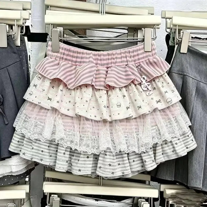 Japanese Y2k Cute Ruffled Plaid Skirt Punk Rock Subculture Cake Skirts Japanese Preppy Style Casual New 2026 Women Skirts - Matrix-studios.com