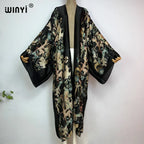 WINYI Summer New Fashion Print Women Cardigan Loose Long Dress Elegant Party Boho Maxi Beach Holiday Cover Up Kimonos Kaftan - Matrix Studios