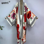 WINYI Kimono Summer New Print Boho Kaftans for Woman Cover-up Elegant Cardigan Sexy Holiday Maxi Beach Wear Swimsuit Party Dress - Matrix Studios