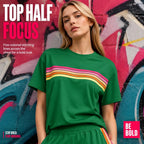 2 Piece Women's Short Set Short Sleeve Crew Neck T Shirt and Elastic Waist Shorts Retro Rainbow Striped Casual Lounge Wear Matching Outfit Relaxed Fit with Curved Hem Side Split for Streetwear Vacation Summer - Matrix-studios.com