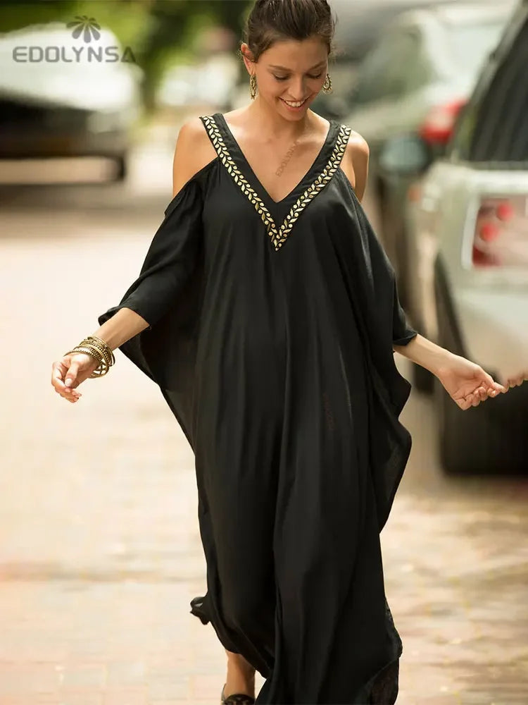2024 Moroccan Plus Size Kaftan Bohemian Printed Summer Dress Cozy Long Tunic Women House Robe Beachwear Swimsuit Cover Up Q897 - Matrix Studios