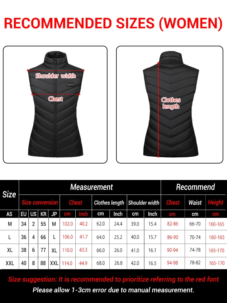 Smart Heated Vest for Women,27/21/2 Zone Warmth, 4 Controls,3 Heat Levels to 50Celsius Max for Winter Commuting/Holiday Presents - Matrix Studios