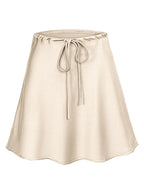 Satin Mini Skirts Women Summer Beige Silk Short Skirt For Woman Drawstring High Waist Black Satin Skirt A Line Women Short 2026 - Matrix-studios.com