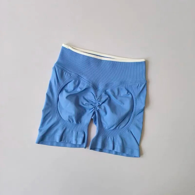 Sexy Seamless Color Blocked Yoga Shorts, Tight Fitting Peach Hip Lifting Sports, Women's Outdoor Running And Fitness Pants - Matrix Studios