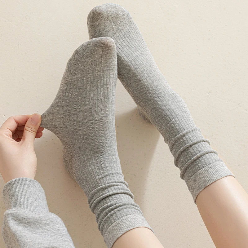 1pair Women's Ankola Red Socks Autumn Winter Knitting Solid Color Japanese Middle Tube Stockings Middle Tube Socks - Matrix Studios