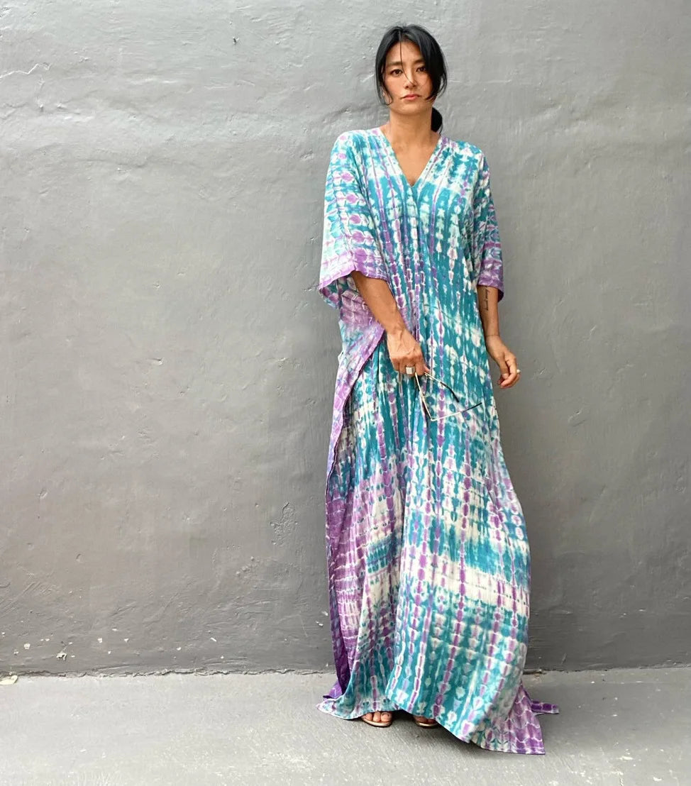 Women's Beach Kaftan Dresses Half Sleeve Caftan Swimsuit Plus Size Bathing Suit Cover Ups - Matrix Studios