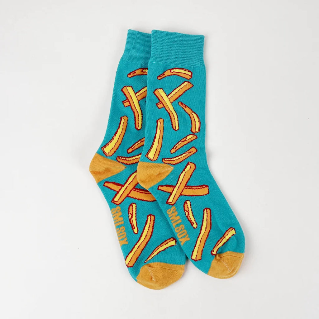 1 Pair Unisex Funny AB Style Tomato Ketchup French Fry Printed Mid-Calf Socks Suit In All Seasons - Matrix Studios