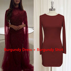 Eshaut&bridal Luxury Beaded Evening Dress Cape Sleeve Dubai Sheer Neck Mermaid Formal Prom Wedding Party Gown Customized 2026 - Matrix Studios