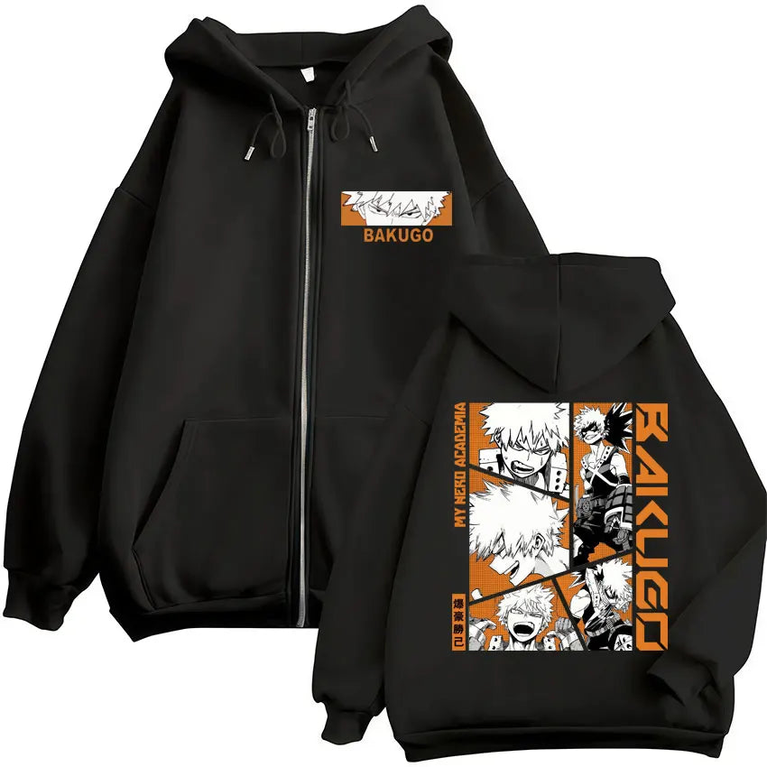 Japan Anime My Hero Academia Zip Up Hoodies Harajuku Fashion Manga Vintage Sweatshirt Men Women Fleece Oversized Tracksuit Coats - Matrix Studios