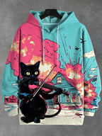 2026 Men's Hoodies Funny Cat Dinosaur UFO Art 3D Printed Cartoon Sweatshirt Men Women Tracksuit Oversized Casual Street Y2k Coat - Matrix Studios
