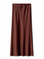 Brown Long Satin Skirts Women Luxury Maxi Autumn Summer High Waist Silk Black Skirt Long Straight Shining Beige Satin Skirt Maxi - Matrix-studios.com