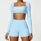 Summer 2PCS Yoga Suit Sports Set Women Quick-Dry Gym Set Women Tracksuit Running Workout Long Sleeve Sports Shirt Yoga Clothing - Matrix-studios.com
