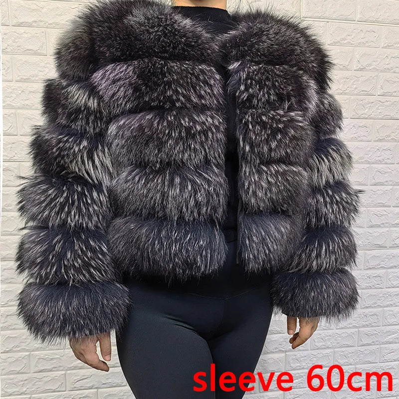 MAOMAOKONG Super Hot Winter Women Luxury Thick Real Raccoon Fur Coat Natural Fox Fur Jacket Plus Size Furry Jackets Female Vest - Matrix Studios