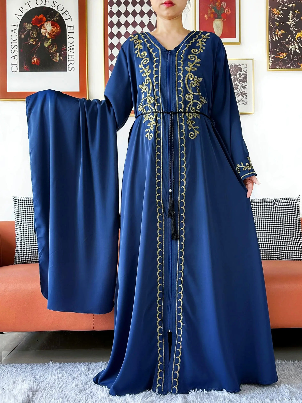 2025 New Elegant Women Abaya Long Sleeve Chiffon Loose Open Abaya Muslim Islamic Clothing Cardigan Style for Special Occasions - Matrix-studios.com