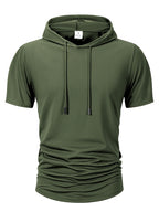 Summer Men's Hooded Sweatwear Casual Short Sleeve Loose T-shirt Solid Color Lightweight Hoodie Fitness Breathable Tops - Matrix Studios