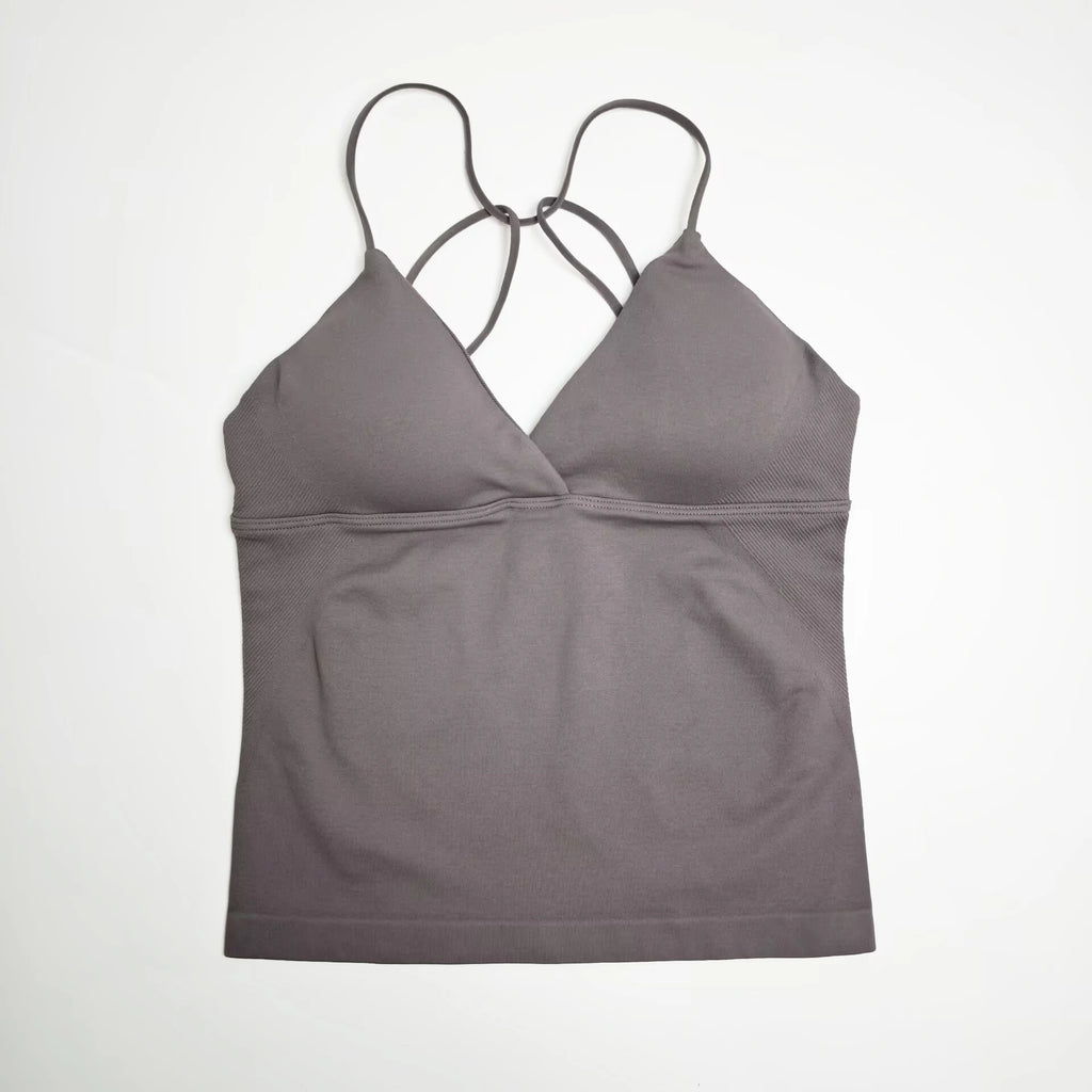 NCLAGEN Vision Twist Front Longline Top Women's Seamless Thin Straps Yoga Gym Workout Vest Running Tank Tops Fitness Clothing - Matrix-studios.com