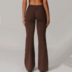 High Waist Wide Leg Pants Leggings Women Tights Fitness Bell-bottoms Yoga Elastic Leggings Push Up Gym Workout Flared Pants - Matrix-studios.com